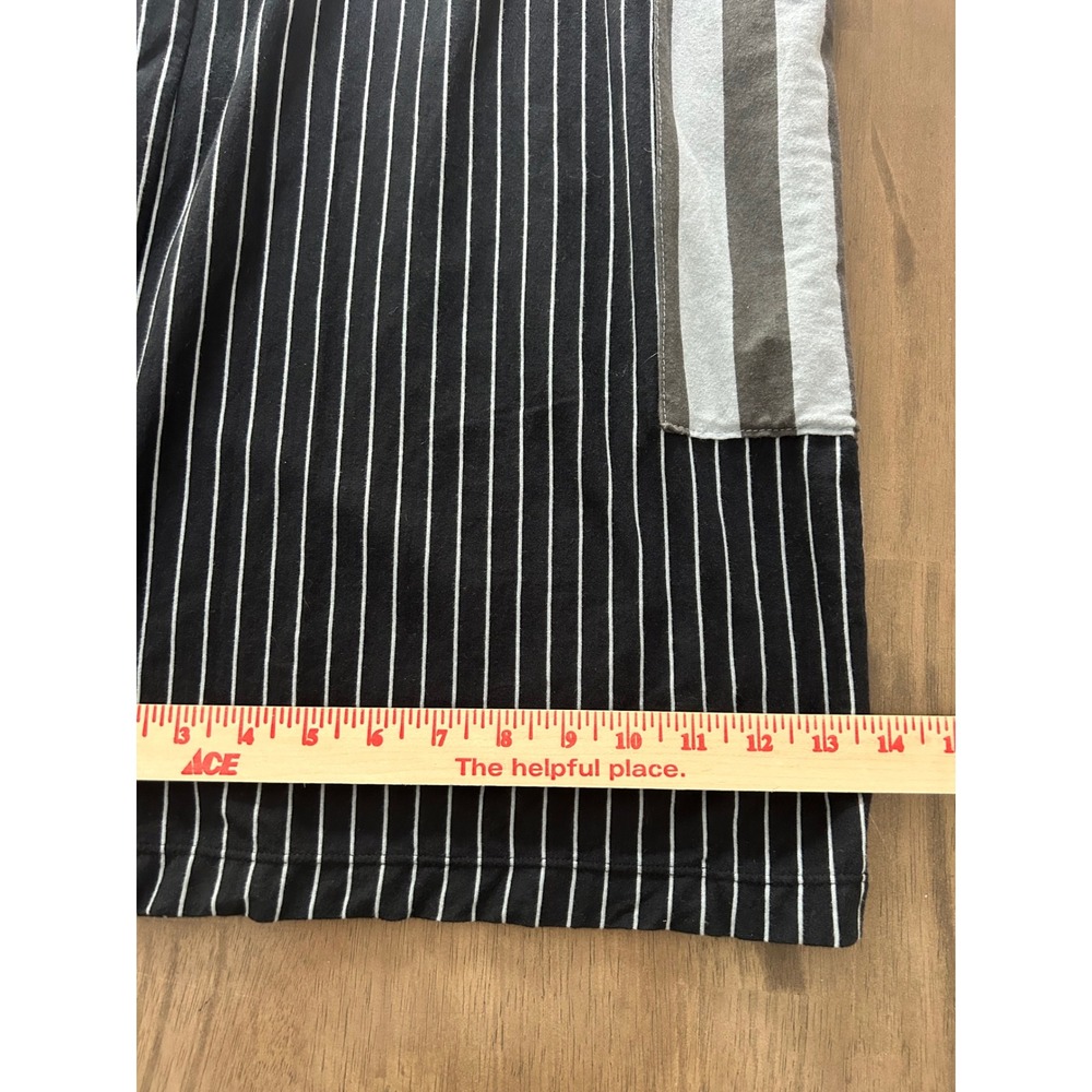 Flutter Womens Black White Pinstripe Wide Leg Cotton Pants Contrast Pockets L - Picture 7 of 12